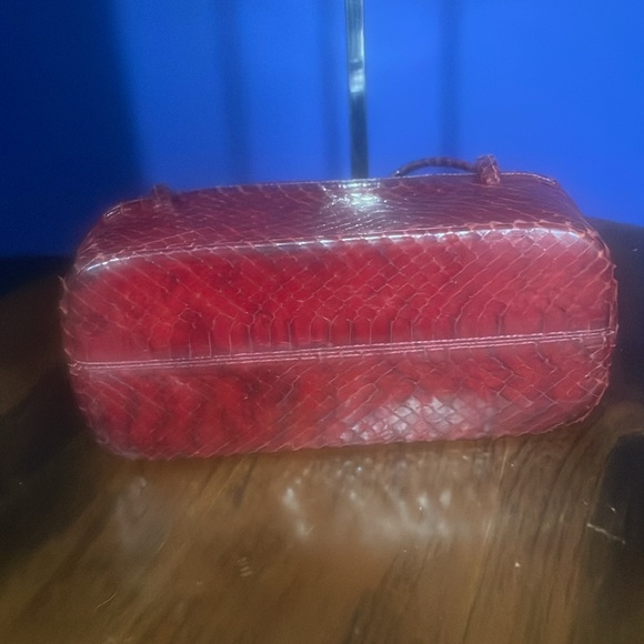 Vintage Merlot Snakeskin Boxy Ronay Bag Purse - Picture 3 of 6